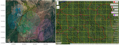 (Left) Home ranges of eight groups of capuchins monitored at Lomas Barbudal. (Right) Historical sleep site locations that were recorded with pen and paper are assigned to grid cells. Using the centroids of the grid cells we assign spatial coordinates to the locations with a particular degree of uncertainty.