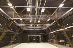 Barn with cameras attached to the walls and ceiling