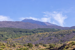 Mount Etna above old lava flows