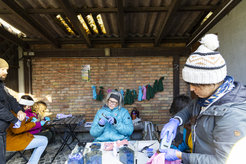 The bat team processing bats before they enter hibernation.